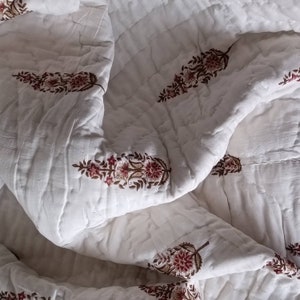 Anokhi Indian Jaipuri Block Print Quilt Printed Reversible Razai Cotton Handmade Floral Quilt, Jaipuri razai, Bedspread Comforter