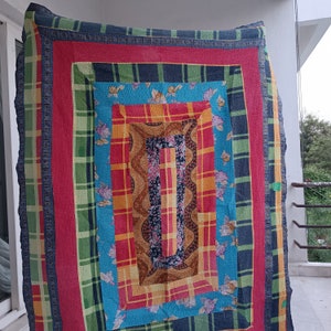 Vintage Nakshi Kantha Quilt Reversible Kantha Throw Cotton Quilt Handmade Kantha Bedspread Kantha Bed cover Hand stitched Quilt JAN 250104