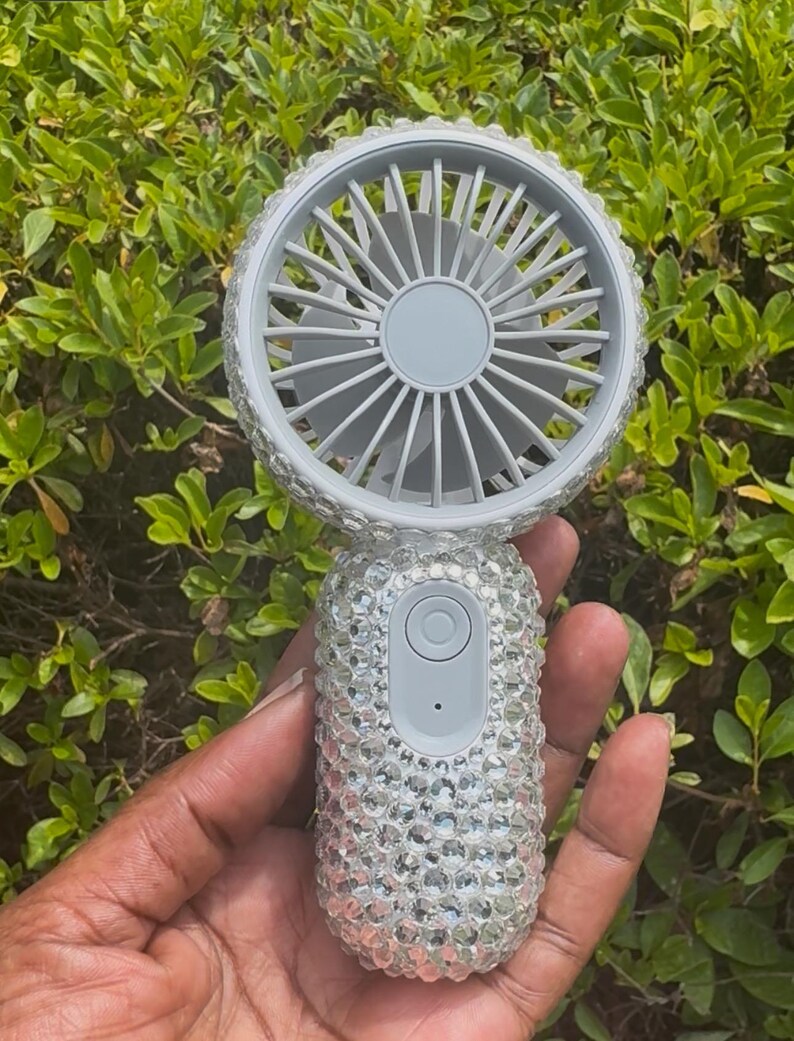 Handmade Rhinestone Mini Fan: Rechargeable Bling Fan With USB - Etsy