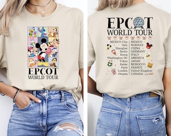 Disney Epcot World Tour Shirt, Mickey and Friends Vacation Tee