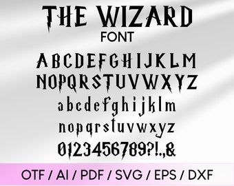 Wizard Font, Cricut Fonts, Svg Files for Cricut, Wizard Logo, Alphabet svg, Silhouette svg, Cut Files, Wizard Letters