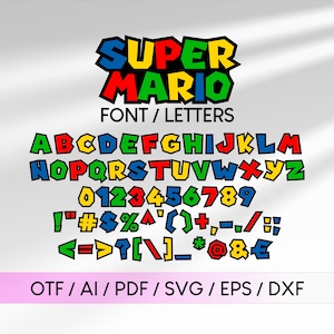 Super Mario Font SVG, Super Mario Digital Download, Super Mario Letters, OTF e arquivos vetoriais