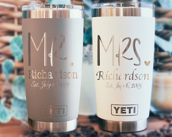 Personalized YETI Tumbler: Engraved Mr & Mrs Wedding Gift