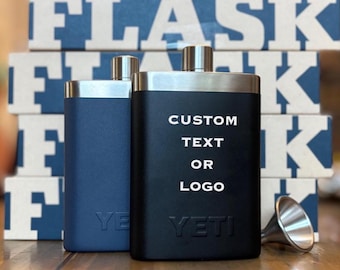 Flasque YETI personnalisée gravée : Flasque de hanche en acier inoxydable de 7 oz