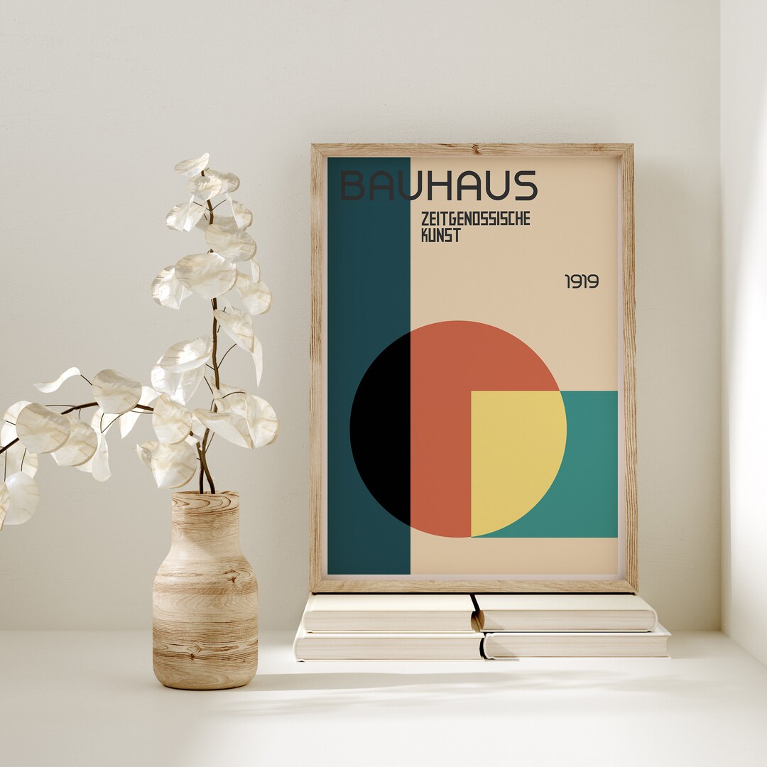 Bauhaus 1919 Wall Art Print, Colorful Red Yellow Post Modern Poster ...