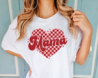 Mama Checkered Heart Shirt sweatshirt tank top v-neck hoodie