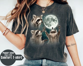 Three Raccoons howling at the Moon shirt sweatshirt tank top v-neck hoodie