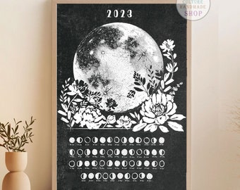 Retro Moon calendar 2023 poster ( No Frame )