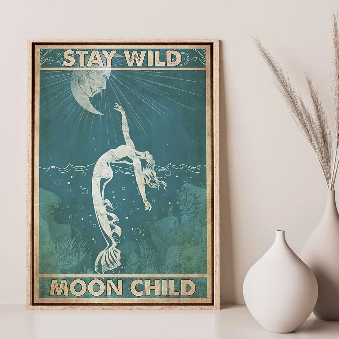 Inga Stay Wild Moon Bambino Poster Yoga Postervintage Poster Hippie Poster Da Parete Yoga Divertente Regalo Metallo Segni 20,3 x 30,5 cm