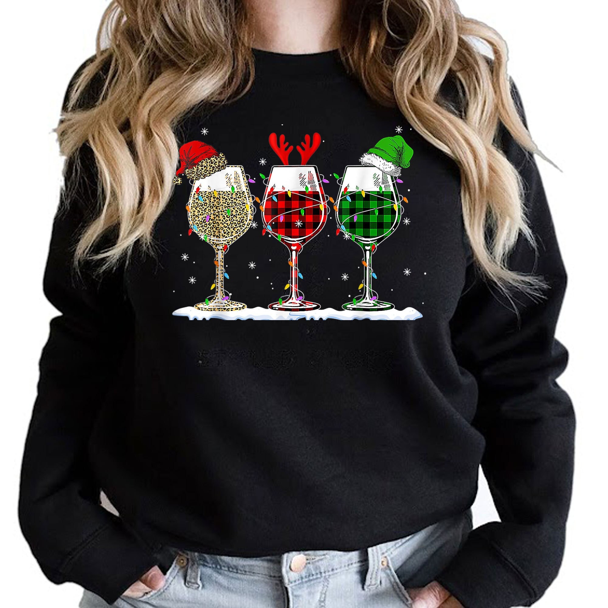 Merry Christmas Wine Glass Sweatshirt Hoodie Shirt Etsy