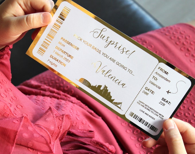 CUSTOM FOIL TICKET vacation | personalized fake gift ticket with foil | custom fake ticket gift | custom getaway ticket gift | christmas