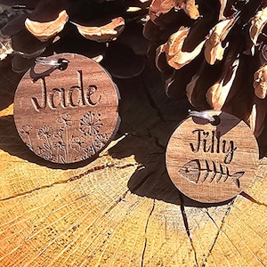 Pet ID Tag | Engraved Pet Tag | Dog ID Tag | Pet ID | Gift for Pets | Handmade | Dog Tag | Cat Name Tag | Wooden Tag | Personalized Name Tag