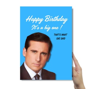 La tarjeta de cumpleaños de Office Micheal Scott / Feliz cumpleaños, es grande, eso es lo que ella dijo / Tarjeta de cumpleaños de Dunder Mifflin