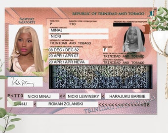 Vintage-inspired Nicki Minaj Poster - Trinidad and Tobago Passport