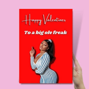 Tarjeta del Día de San Valentín Megan Thee Stallion / Feliz Día de San Valentín a un gran monstruo viejo / Tarjeta del Día de San Valentín de celebridades / Tarjeta divertida