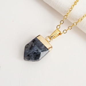 Larvikite Necklace, Larvikite Jewelry, gold minimalist necklace, gemstone necklaces for women, gemstone necklace gold, gift for her