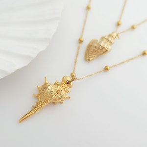 Seashell Necklace Gold, Shell Necklace for Women, Layering Necklace Set, Summer Boho Necklace, Necklace for Women Boho, satellite chain