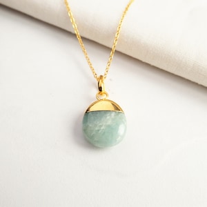 Aquamarine Necklace, March Birthstone Necklace, Statement Necklace for women, Minimalist Gemstone Necklace, Jewellery gift for women,