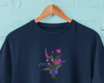 Wildflower Bouquet Bi Pride Bisexual Shirt | Subtle Merch for Subtle Pride Outfit | Queer Shirt for Subtle Pride Apparel |WLW Discreet Pride
