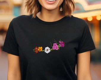 Lesbian Shirt Lesbian Wildflower Shirt as Sapphic Pride Lesbian Gift for Girlfriend Gift WLW Subtle Pride Shirt with Wildflower Tshirt Women