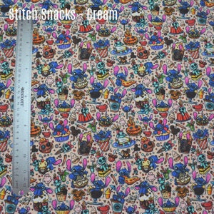 Custom Fabric - Stitch Snacks Cream