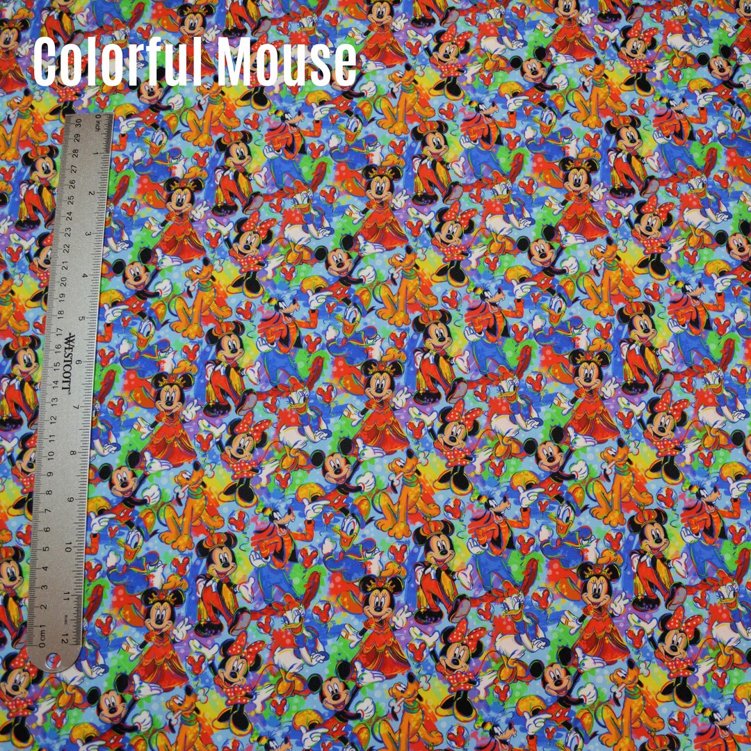 Mouse And Raspberry Fabric Custom Fabric - Colorful Mouse - Etsy