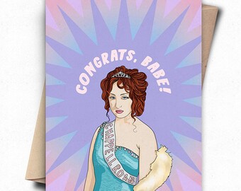 Gefeliciteerd babe kaart grappige popcultuur gefeliciteerd kaart, grappige popster bruiloft / verloving / afstuderen / nieuwe babykaart voor beste vriend