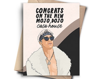 Carte de pendaison de crémaillère de culture pop - carte de félicitations amusante pour les nouveaux propriétaires, les couples et les meilleurs amis