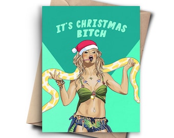 Carte de Noël humoristique - Carte de vœux inspirée de la culture pop pour votre meilleure amie, votre petite amie ou votre épouse