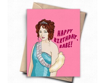 Happy Birthday Babe Card, grappige verjaardagskaart popcultuur voor beste vriend, vriendin, popstar bestie verjaardagscadeau