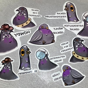 Taube „Oßkar“ Klebetattoos, temporäre Tattoos, Aufkleber, Sticker, Tierschutz, Spendenaktion