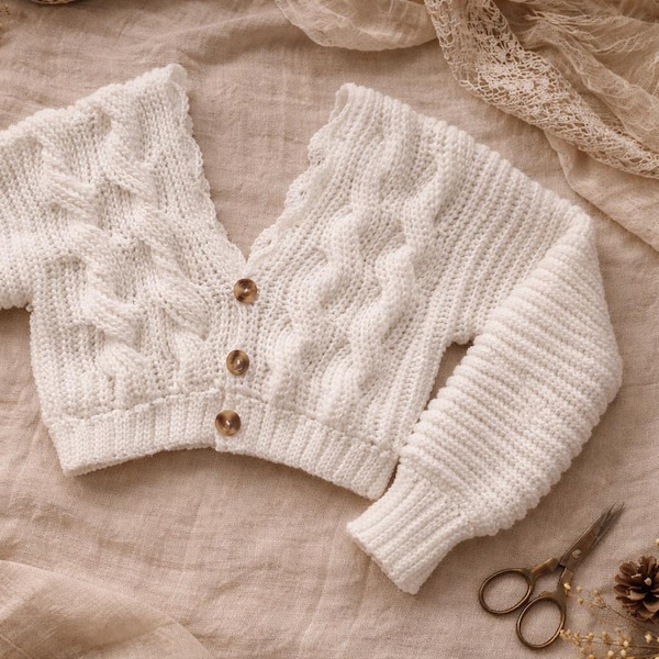 かぎ針編みカーディガンのパターン | Rose-may Design、サイズ XS～XXL (PDF デジタルダウンロード)