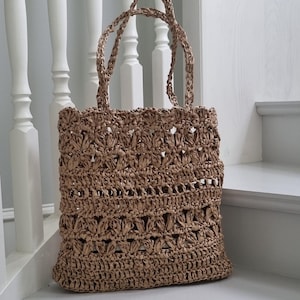 Mönster för virkad tygväska i raffia – Sommarstrandväska (PDF)