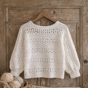 Crochet Sweater Pattern – Easy Pullover Jumper – Cozy Modern PDF