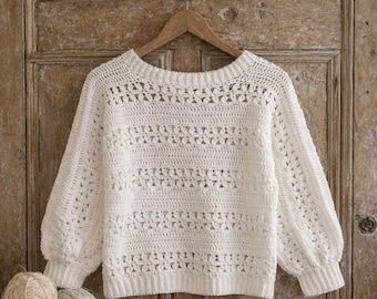 Crochet Sweater Pattern – Easy Pullover Jumper – Cozy Modern PDF