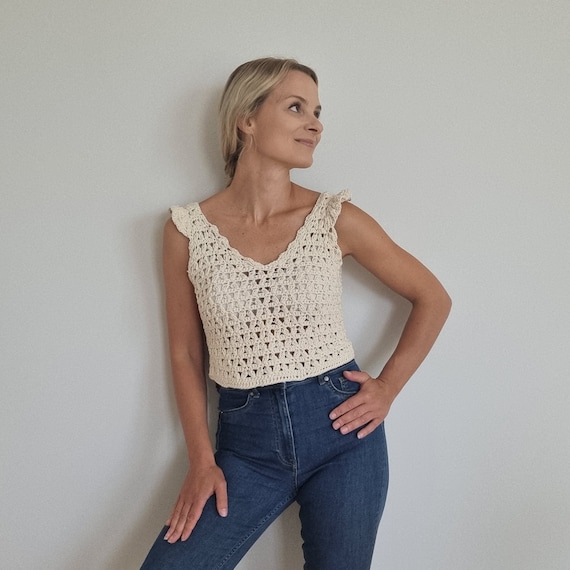 クラネ　CLANE CROCHET FRILL KNIT TOPS セール】FRILL HALF SLEEVE HAND KNIT TOPS（その他トップス