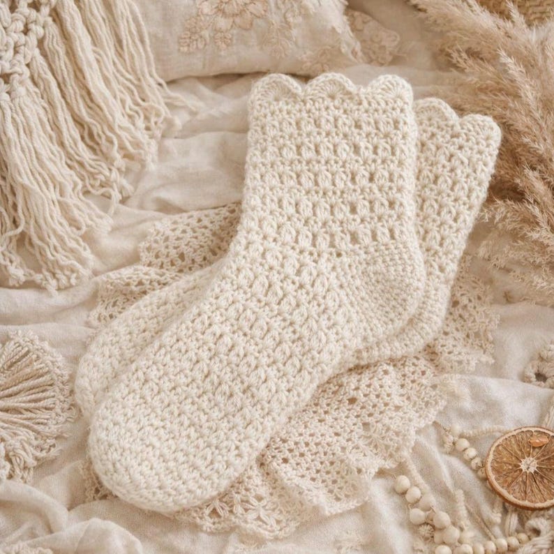 Crochet Socks Pattern – Easy Cozy Slippers Socks – Beginner Friendly PDF image 1