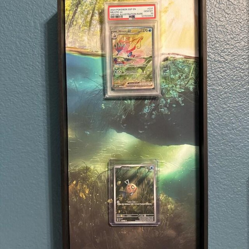 Milotic ex & Feebas Pokemon Card Frame | Extended Art Display image 3