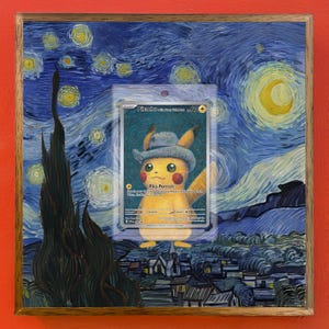 Pokémon Pikachu Van Gogh Grey Felt Hat Promotion 2023 Card Display Frame - Chillframe