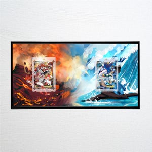 Kyogre EX de la Team Aqua et Groudon EX de la Team Magma - Double Crisis 2en1 | Cadre artistique étendu pour cartes Pokémon