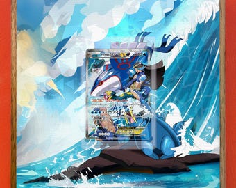 Kyogre EX Double Crisis Card Display Frame | Team Aqua Wall Art
