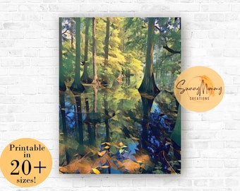 Printable wall art, digital download | WETLAND REFLECTIONS | printable home décor, nature photography, forest wall art