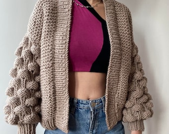 Balloon Sleeve Cardigan, Long Sleeve Cardigan, Handmade Balloon Sleeve Cardigan, Long Sleeve Cardigan, Handmade
