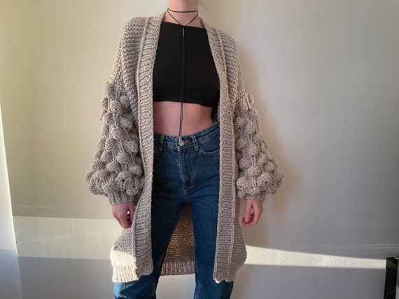 Cardigan Lungo In Lana Lavorata A Maglia In Bianco E Nero - Foto 6