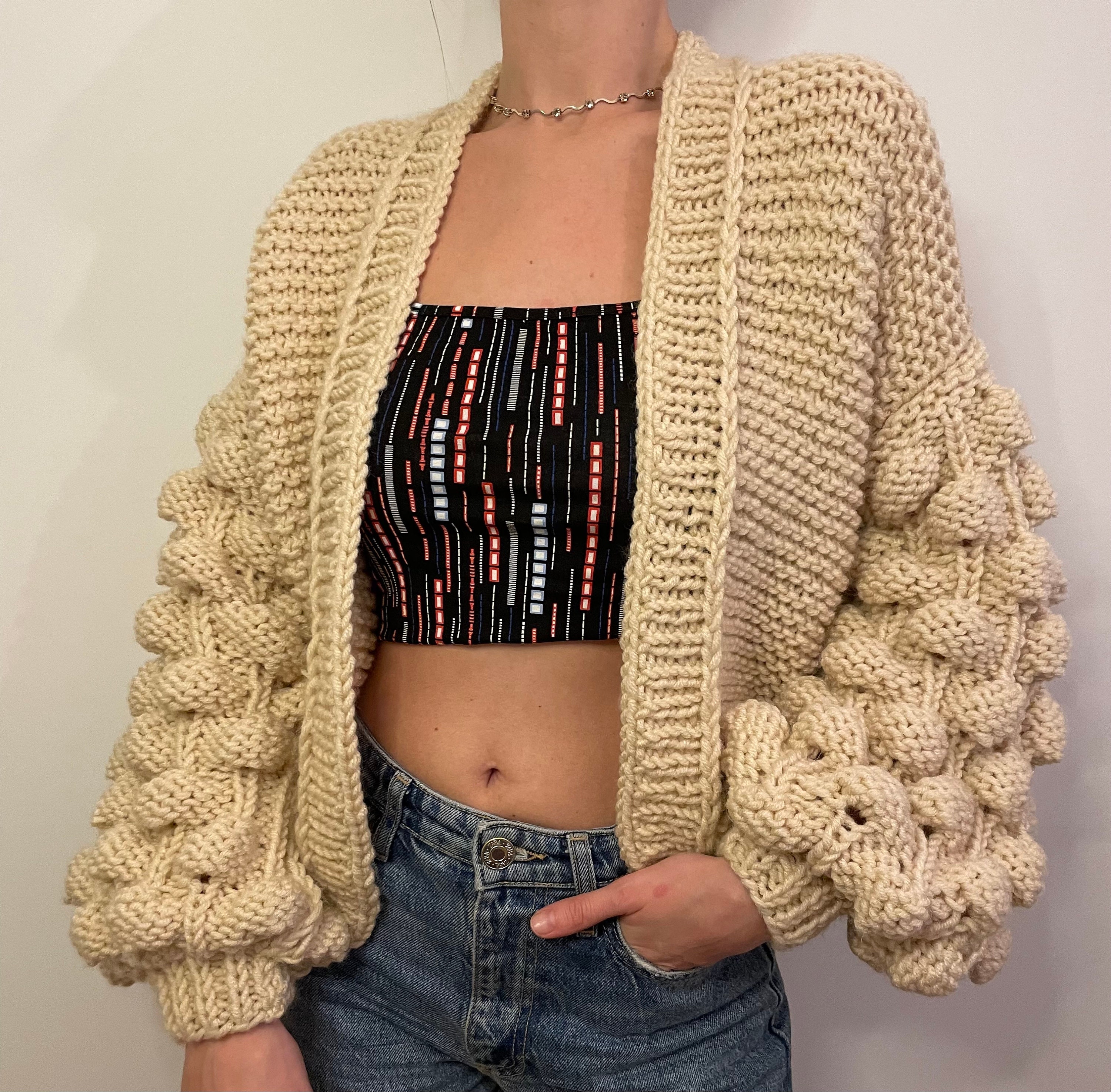 Balloon Sleeve Cardigan, Long Sleeve Cardigan, Handmade Balloon Sleeve Cardigan, Long Sleeve Cardigan, Handmade