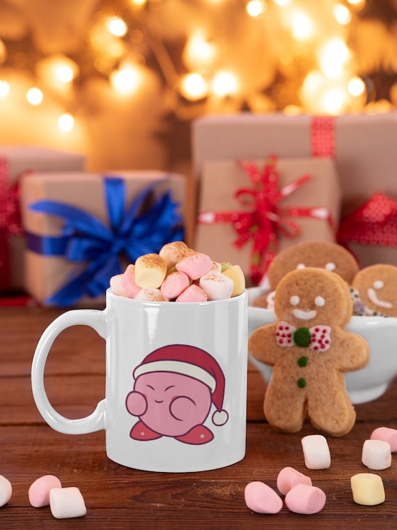 Adorable Lindo Divertido Kirby de Navidad con Taza de Santa - Etsy México