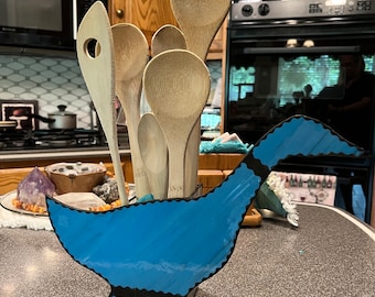 StainedGlassy Goose Utensil Holder