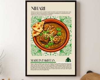 Nihari Pakistani Food, Asian Street Food, Kitchen print, Retro Poster, Wall Art, Restaurant Poster, South Asia, Cafe Decor