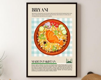 Biryani Pakistani Food, Asian Street Food, Kitchen print, Retro Poster, Wall Art, Restaurant Poster, South Asia, Cafe Decor