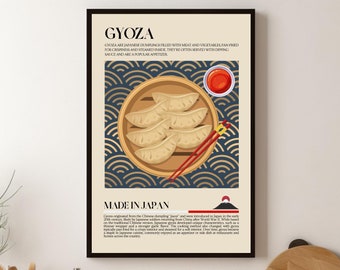 Gyoza Japanese Print, Sushi, Japan poster, Noodles, Asian Food, Kitchen print, Retro Poster, Wall Art, Restaurant Poster, Asia, Cafe Decor
